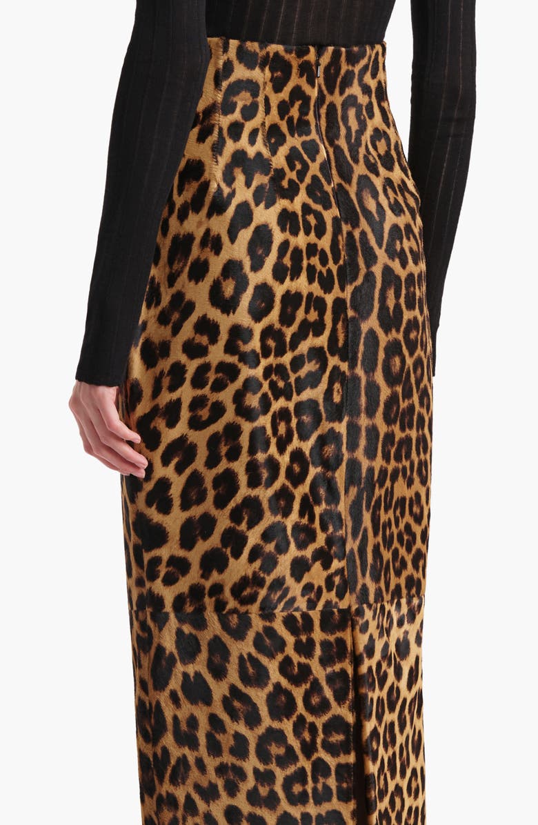 Khaite Loxley Leopard Print Genuine Calf Hair Pencil Skirt, Alternate, color, Leopard