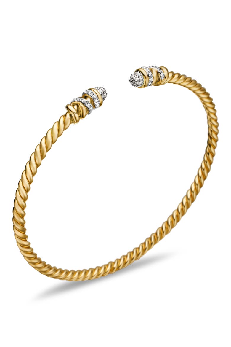 Petite Helena Cablespira® Bracelet in 18K Yellow Gold with Diamonds, 3mm, Alternate, color, GOLD