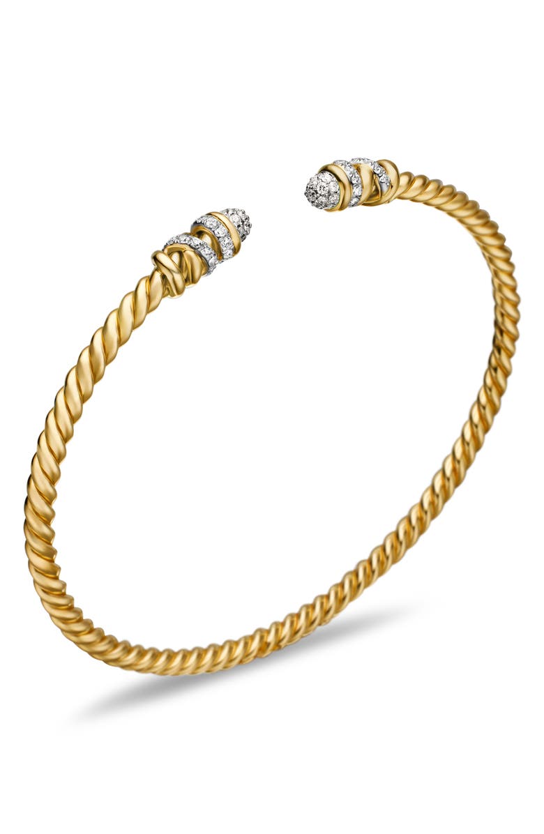 David Yurman Petite Helena Cablespira<sup>®</sup> Bracelet in 18K Yellow Gold with Diamonds, 3mm, Alternate, color, Diamond/ Yellow Gold