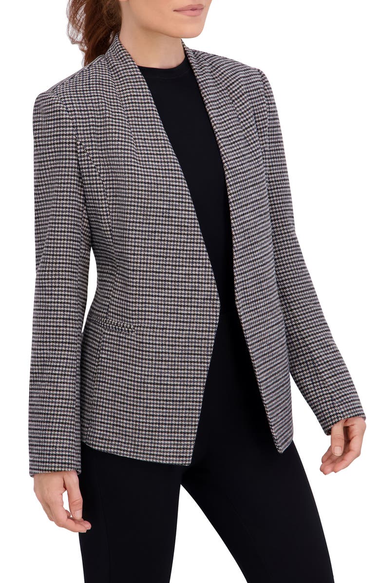 Ookie & Lala Houndstooth Open Front Blazer, Alternate, color, Grey/ Black