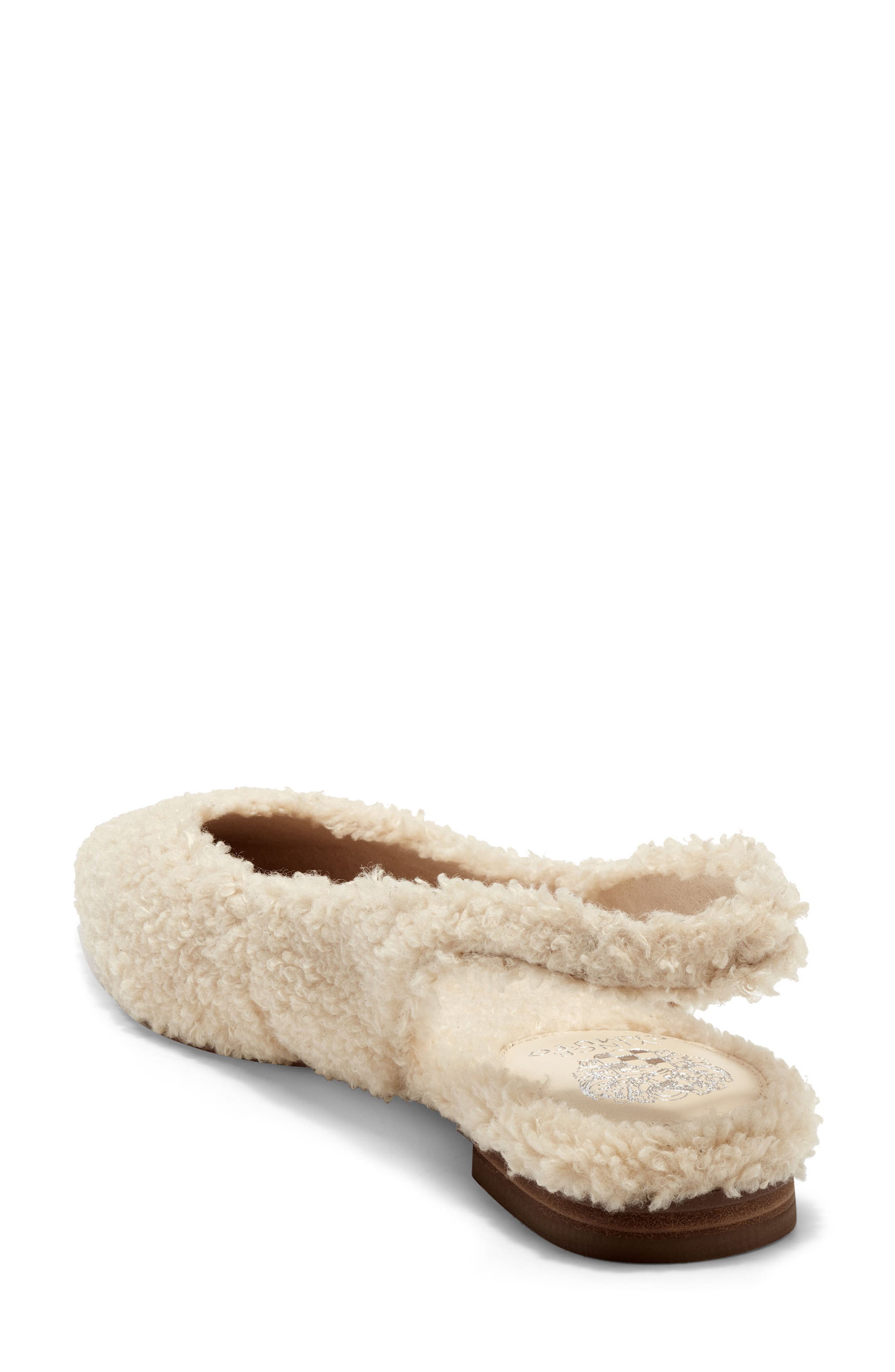 Presnue Faux Shearling Slingback Flat, Alternate, color, NATURAL