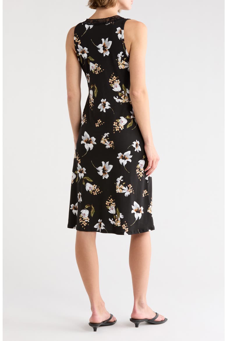 Lace Trim Midi Dress, Alternate, color, BLACK MULTI