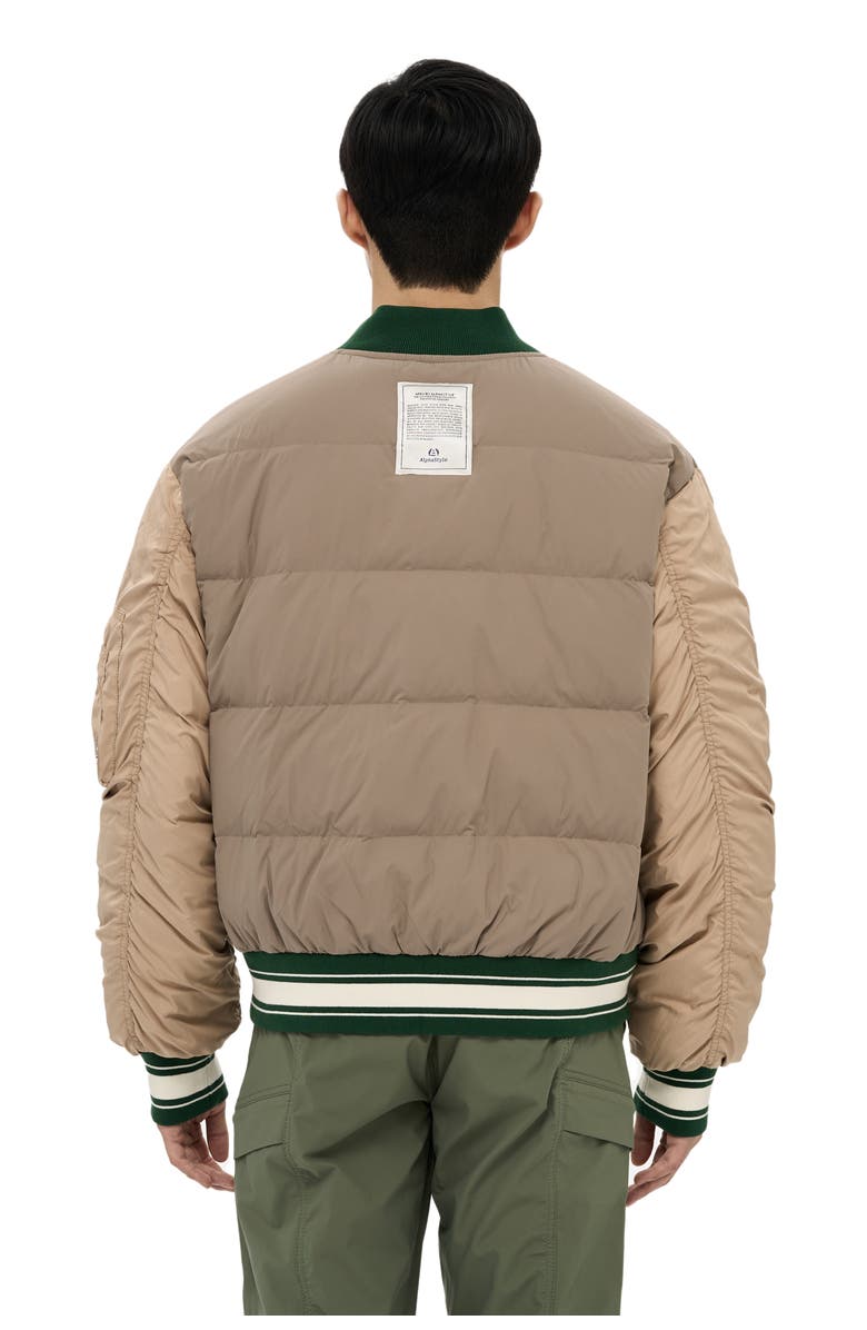 AlphaStyle Hamden Mens Reversible Down Varsity Jacket, Alternate, color, Green