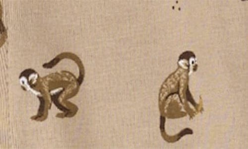 Firsts By Petit Lem Monkey Print Convertible Organic Cotton One-piece Pajamas