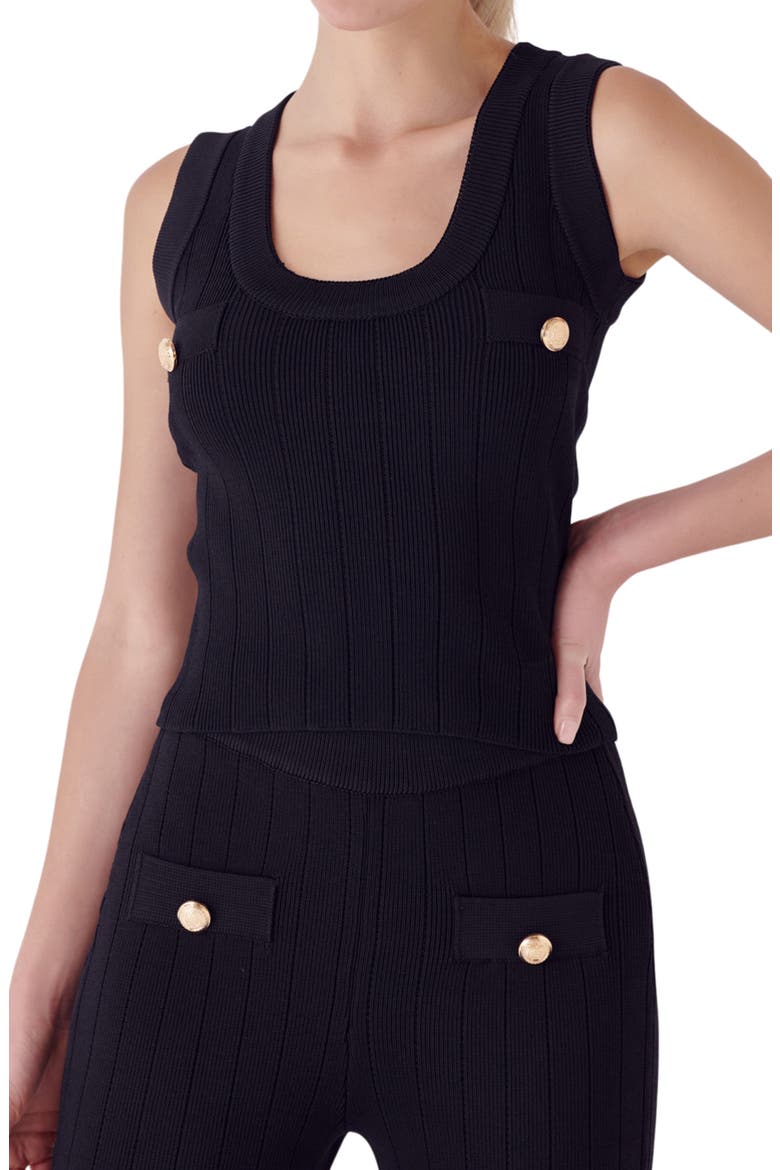 Shank Button Knit Tank, Alternate, color, BLACK