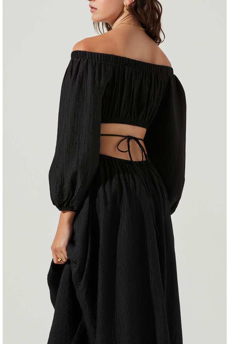 Cassian Off the Shoulder Long Sleeve Midi Dress, Alternate, color, BLACK