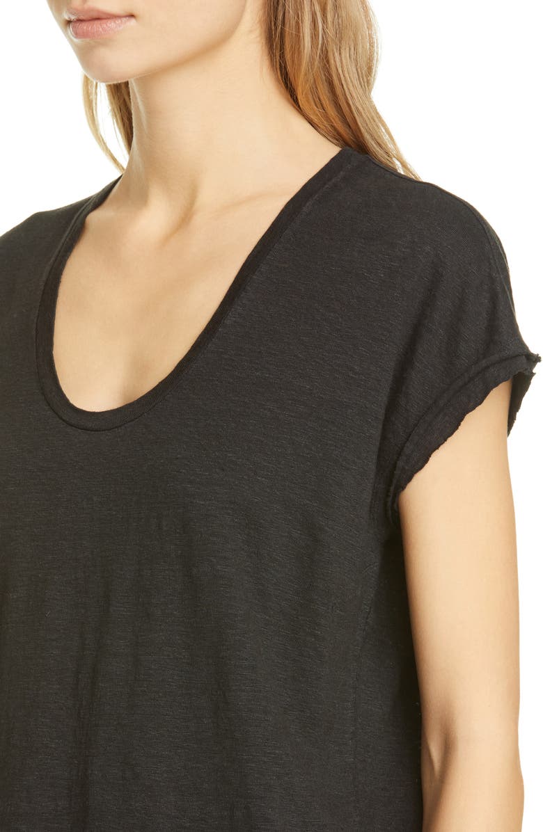 FRAME Easy Scoop Neck Organic Linen T-Shirt, Alternate, color, 