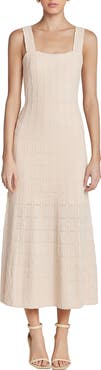 English Factory Scallop Stripe Knit Midi Dress