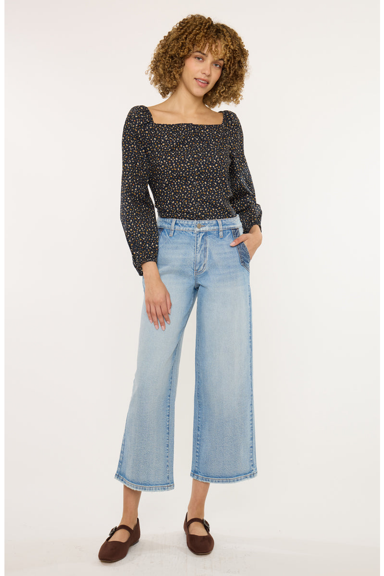 Lorinne High Rise Crop Wide Leg Jeans, Alternate, color, Medium Wash
