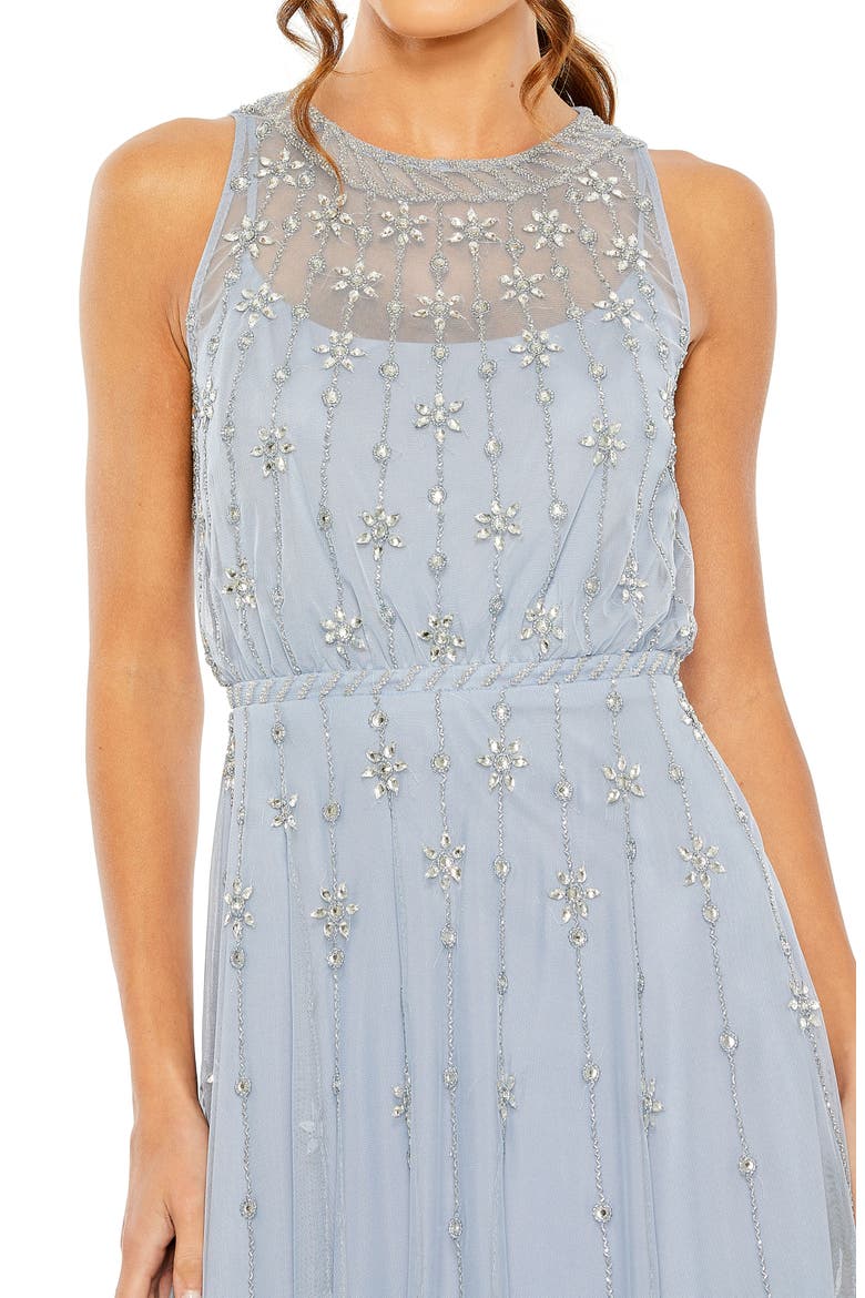 High Neck Sleeveless Embelished A Line Dress, Alternate, color, POWDER BLUE