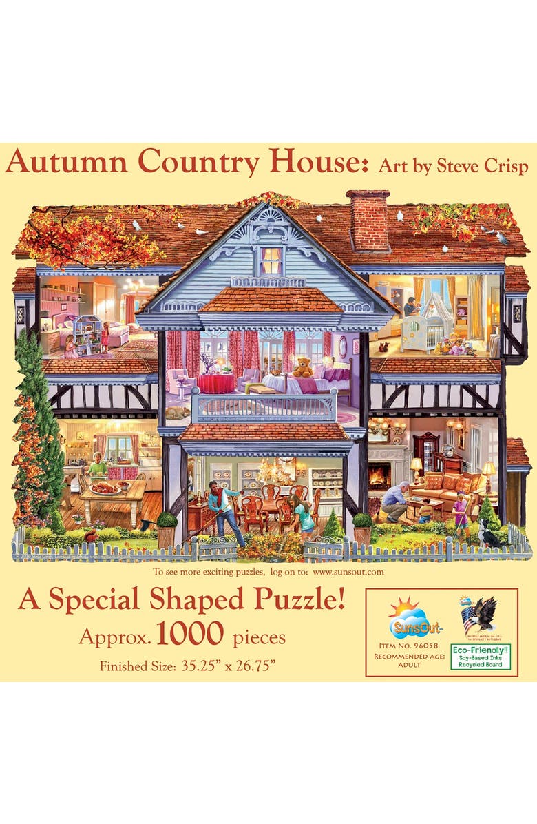 Sunsout Autumn Country House 1000 piece Jigsaw Puzzle for Adults Special Shape, Alternate, color, Multicolor