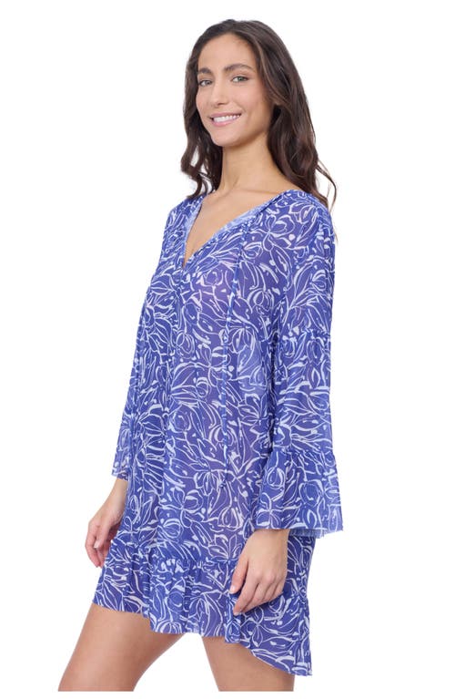 Profile By Gottex Tulip Mesh Tunic With Flounce Coverup In Royal