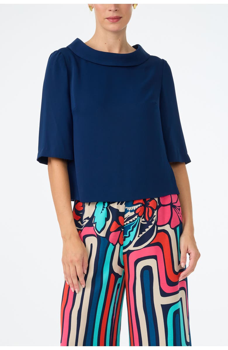 Trina Turk Kailee Folded Neckline Top, Main, color, Ink