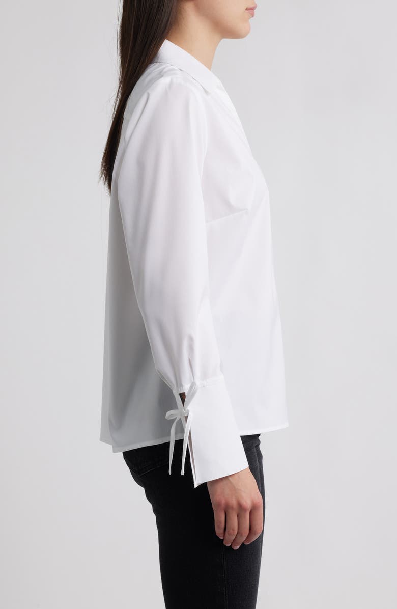 Foxcroft Tie Cuff Cotton Blend Popover Top, Alternate, color, White