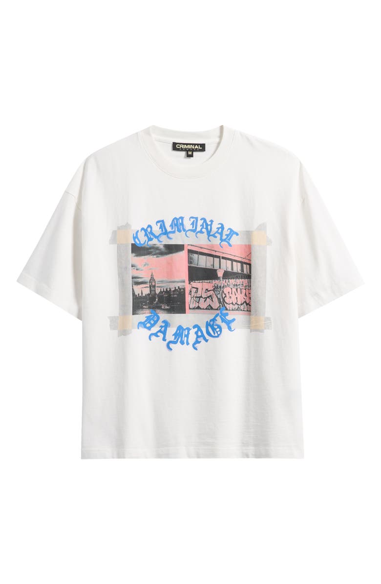 CRIMINAL DAMAGE Cut & Paste Graphic T-Shirt, Alternate, color, Off White