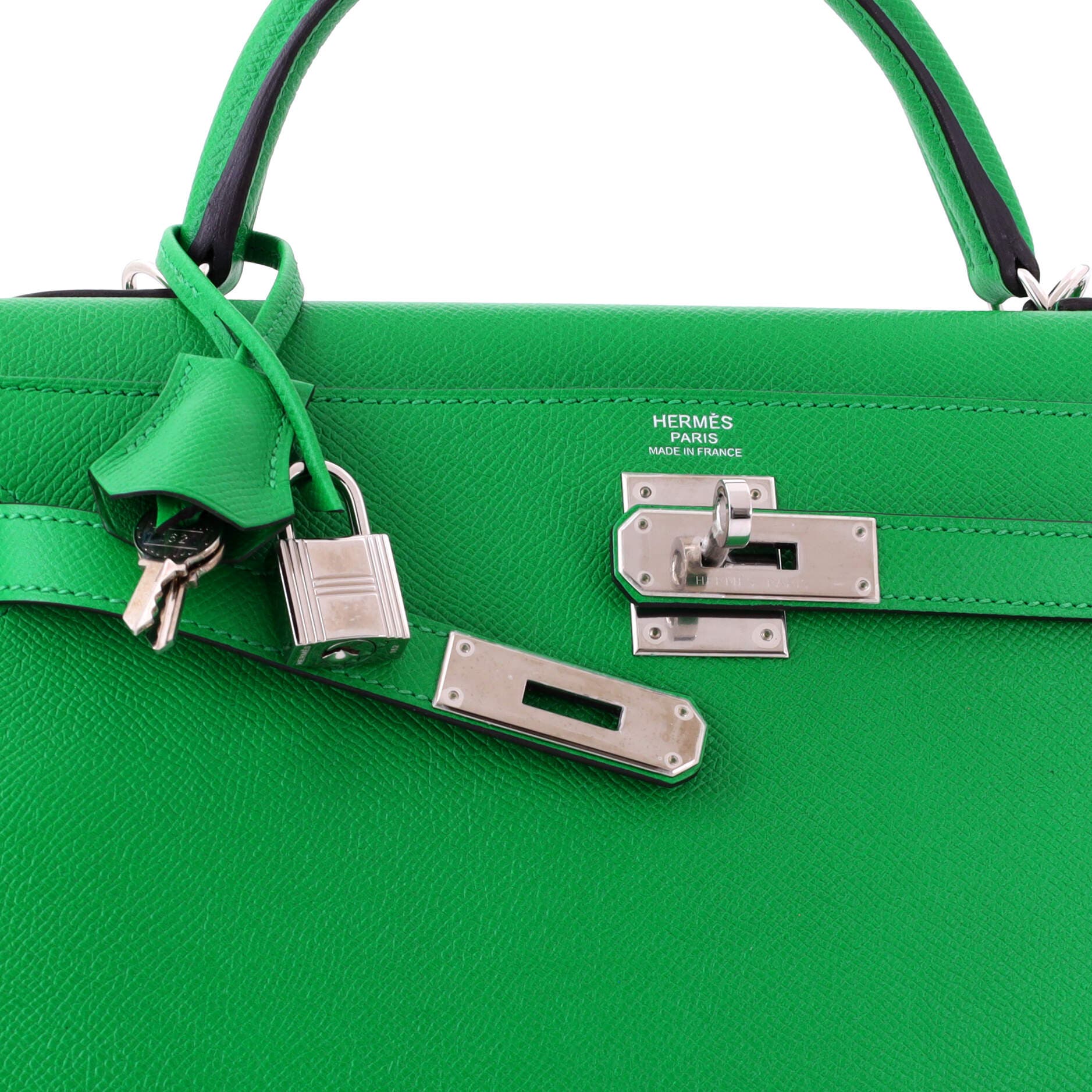 Pre-Owned Hermes Kelly Handbag Green Epsom with Palladium Hardware 32, Alternate, color, Green