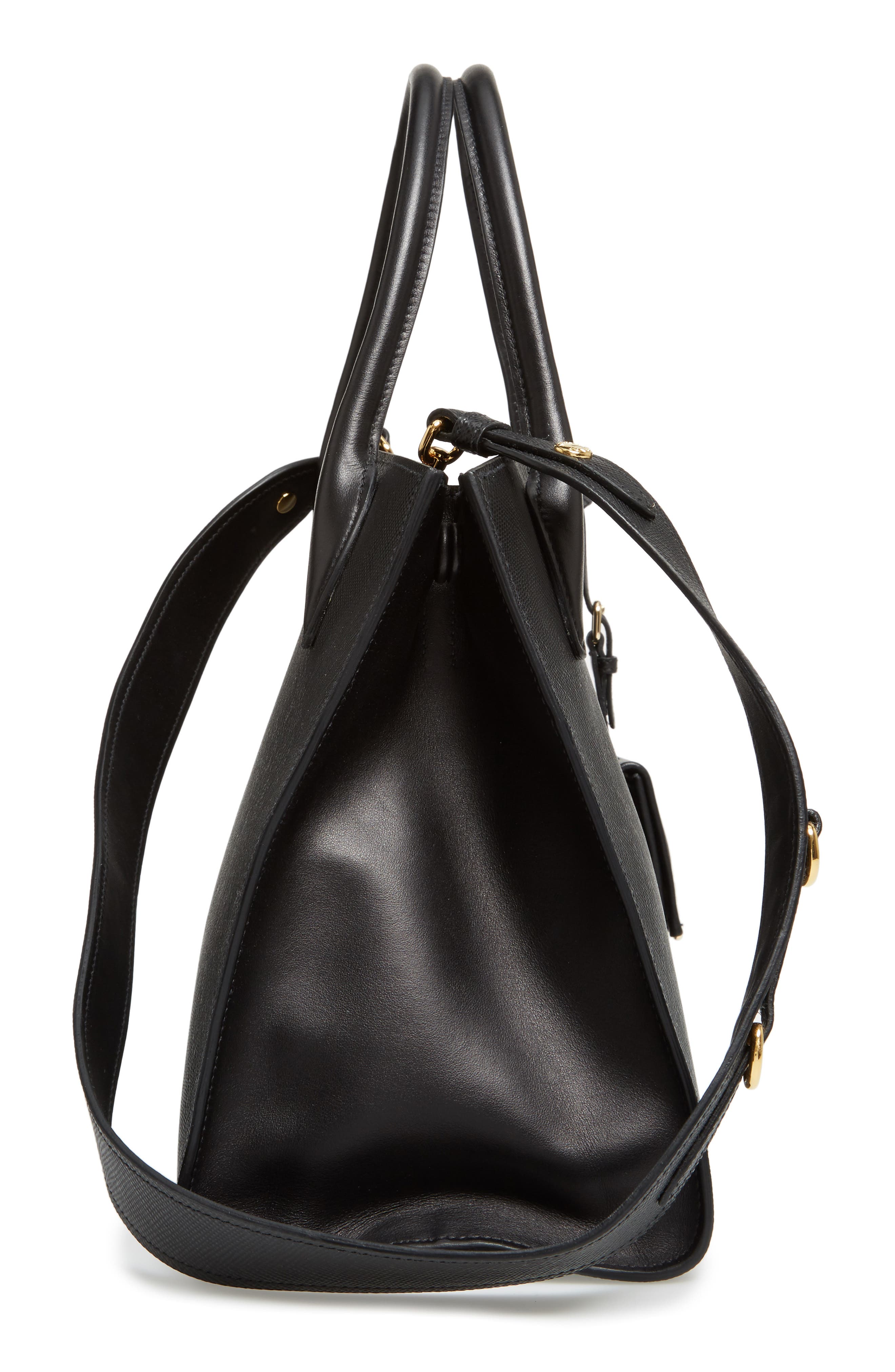 Prada Large Monochrome Saffiano Leather Satchel, Alternate, color, 