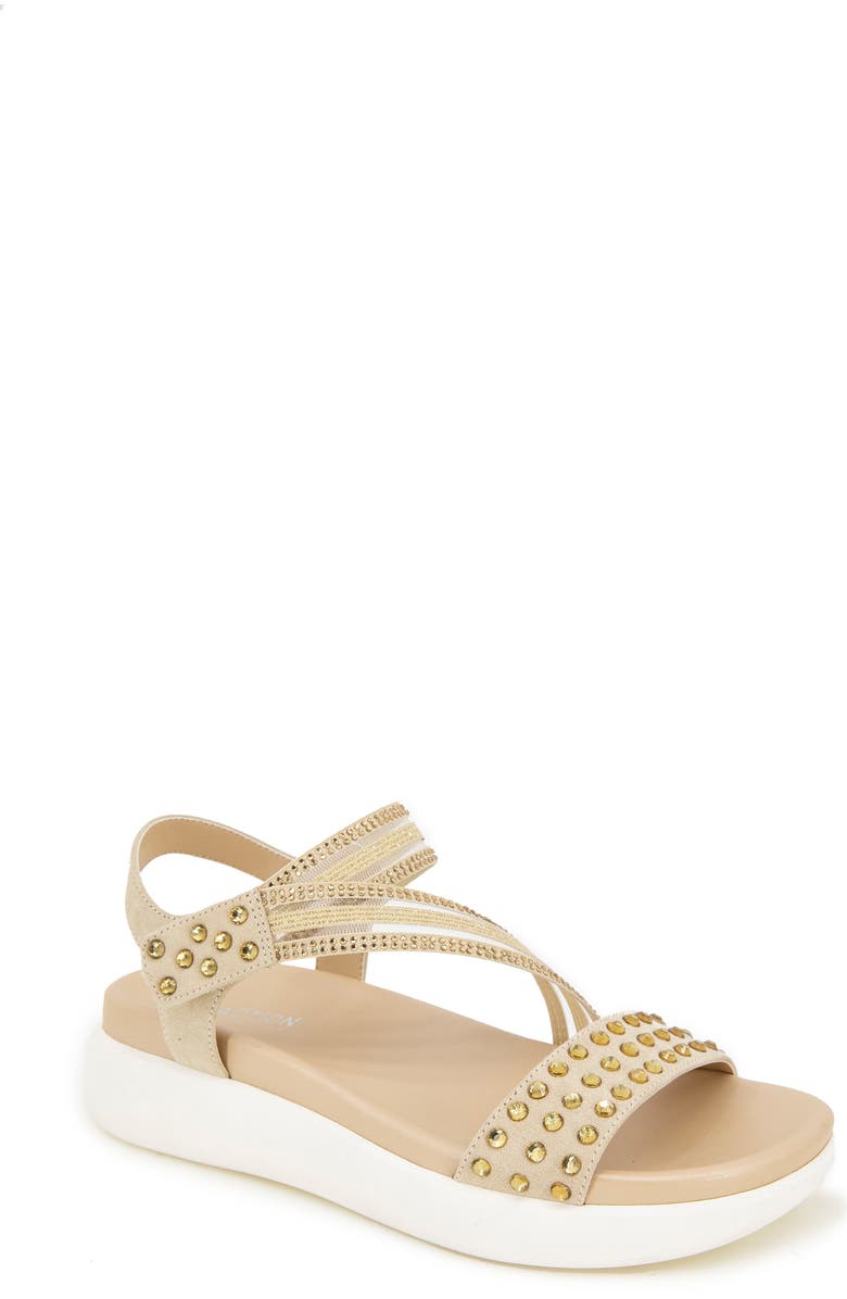 Reaction Kenneth Cole Taryn Rhinestone Strap Sandal, Main, color, Ecru Jewel