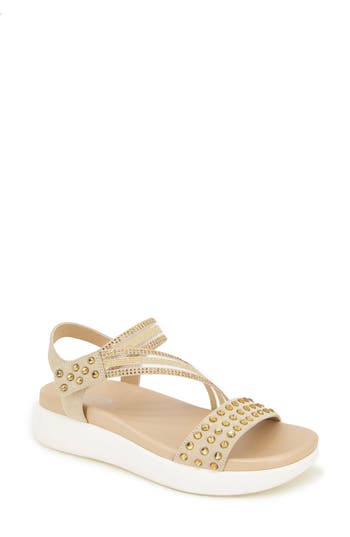 Reaction Kenneth Cole Taryn Rhinestone Strap Sandal in Ecru Jewel at Nordstrom Rack, Size 7.5