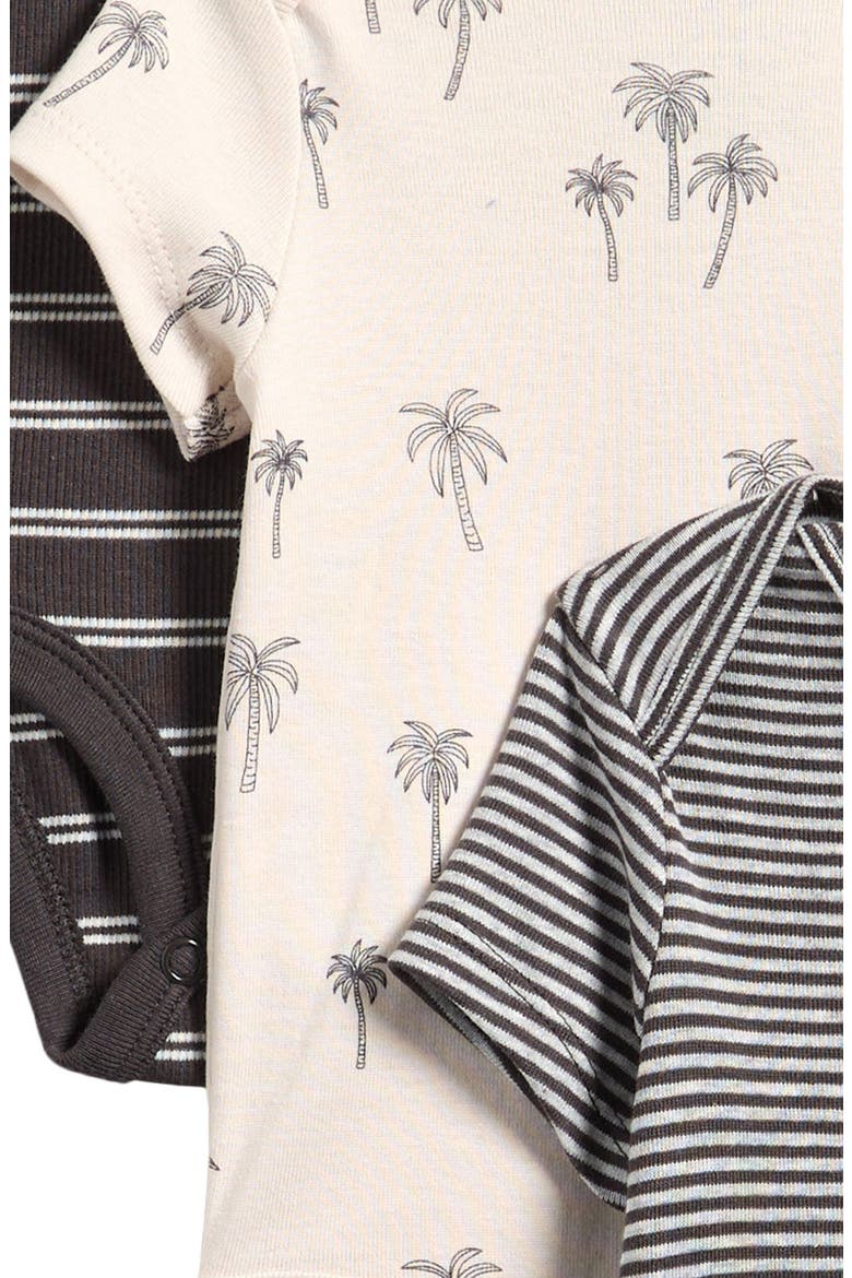 3-Pack Assorted Organic Cotton Bodysuits, Alternate, color, PALM TREES