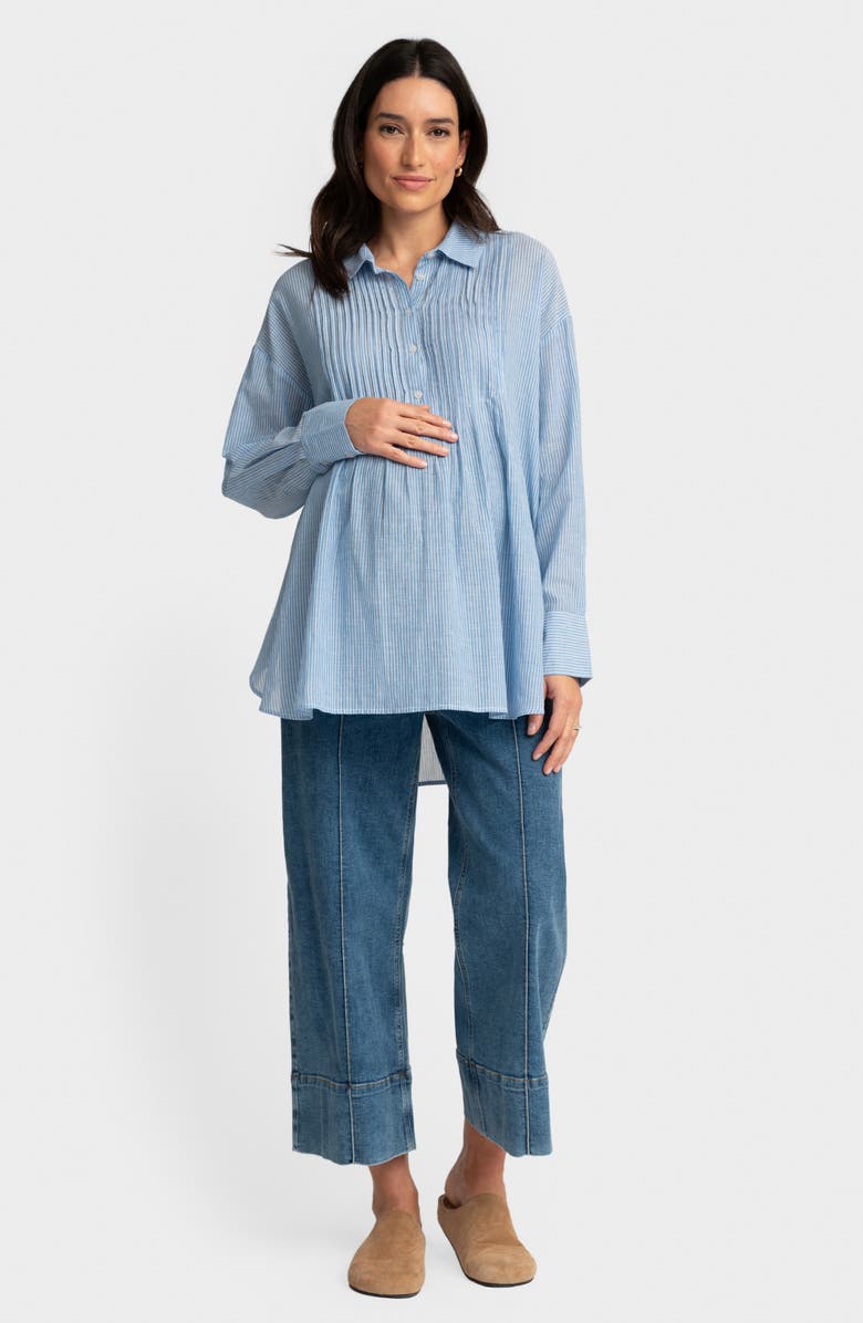 Seraphine Stripe Long Sleeve Maternity Shirt, Alternate, color, 
