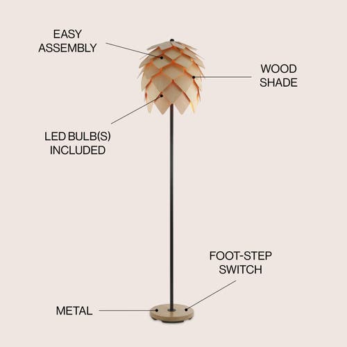 Jonathan Y Designs Simon 20.5in Pinecone Led Table Lamp In Natural/black