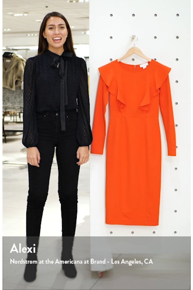 Ruffle Long Sleeve Ponte Dress video