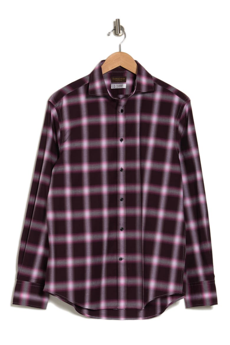Plaid Dress Shirt, Alternate, color, BURGUNDY