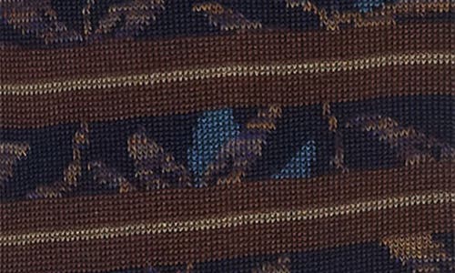 Bugatchi Stripe & Floral Mercerized Cotton Blend Dress Socks In Blue