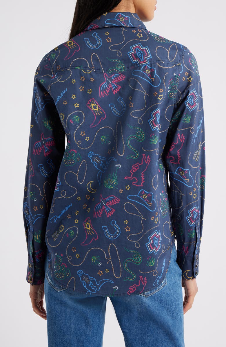 Pendleton Gambler Print Cotton Snap-Up Shirt, Alternate, color, Navy Western Brights