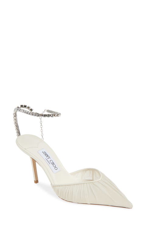 シューズ・サンダルその他 JIMMY CHOO Woman Pumps Black AURELIE65XKM BLACK/WHITE Black Patent Leather Pointed Pumps with Pearl Embellishment