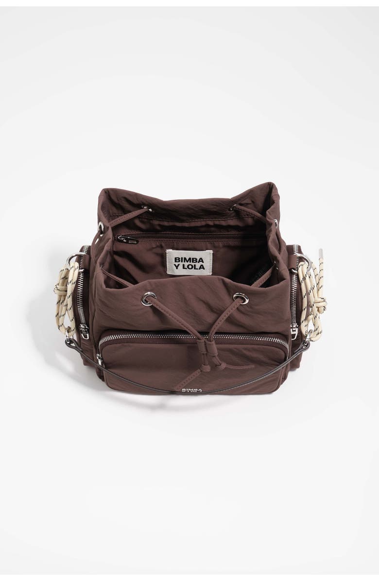 Bimba y Lola Nylon Structured Crossbody Bag, Alternate, color, Dark Brown