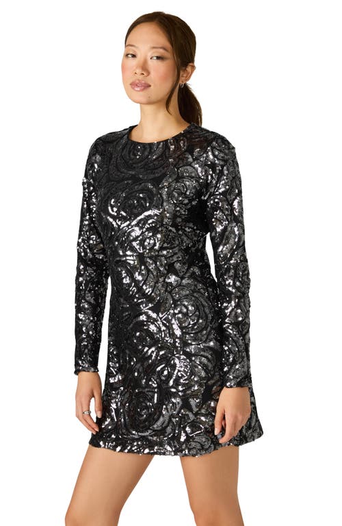 Steve Madden Faroe Long Sleeve Sequin Minidress In Black