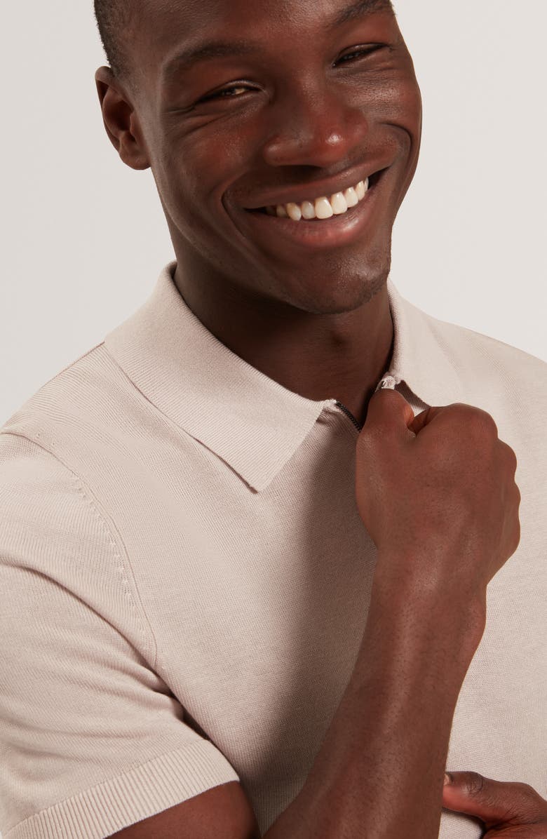 Ted Baker Givrans Zip Polo Sweater, Alternate, color, Ecru