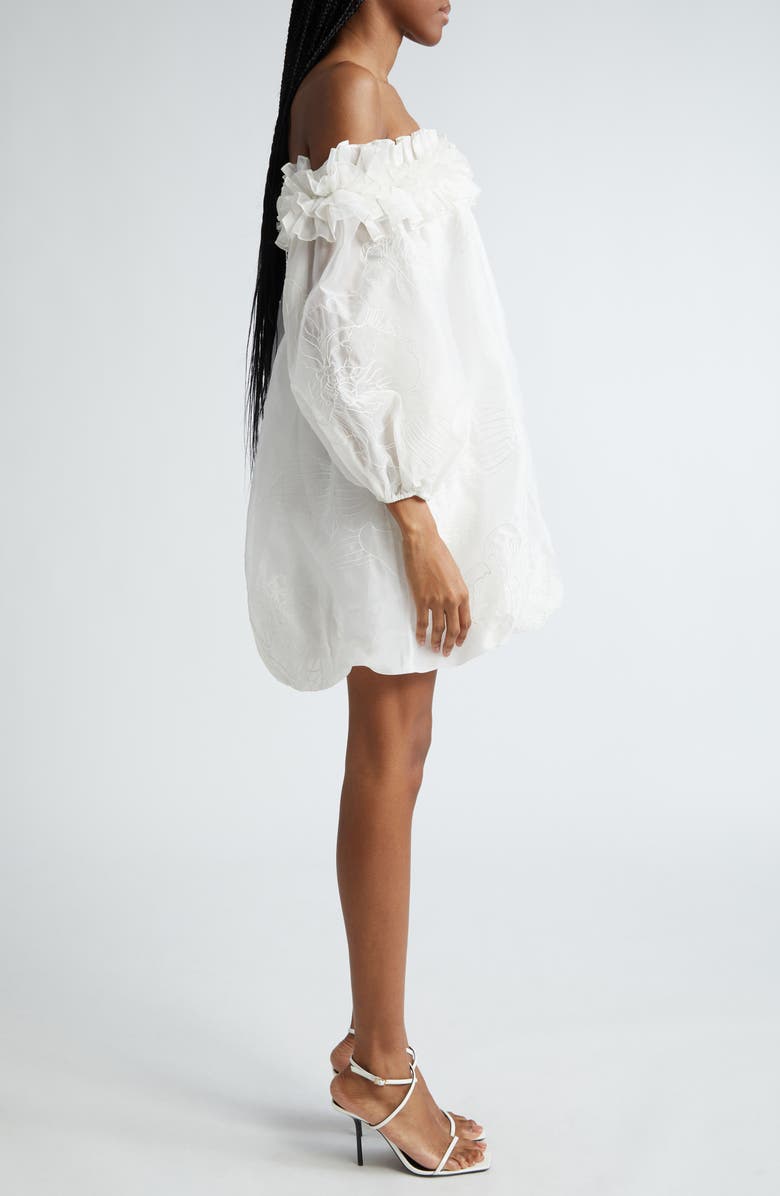 Cinq à Sept Nava Floral Embroidery Off the Shoulder Minidress, Alternate, color, Ivory