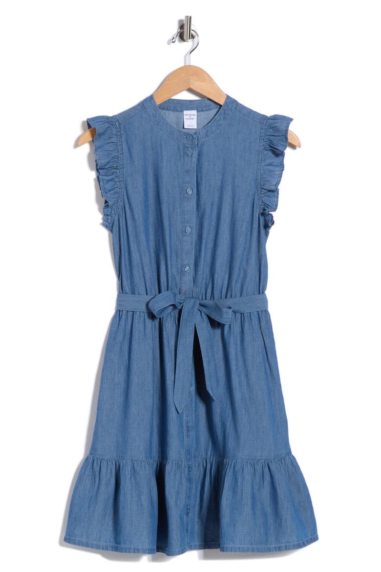Sleeveless Chambray Dress, Alternate, color, MEDIUM WASH