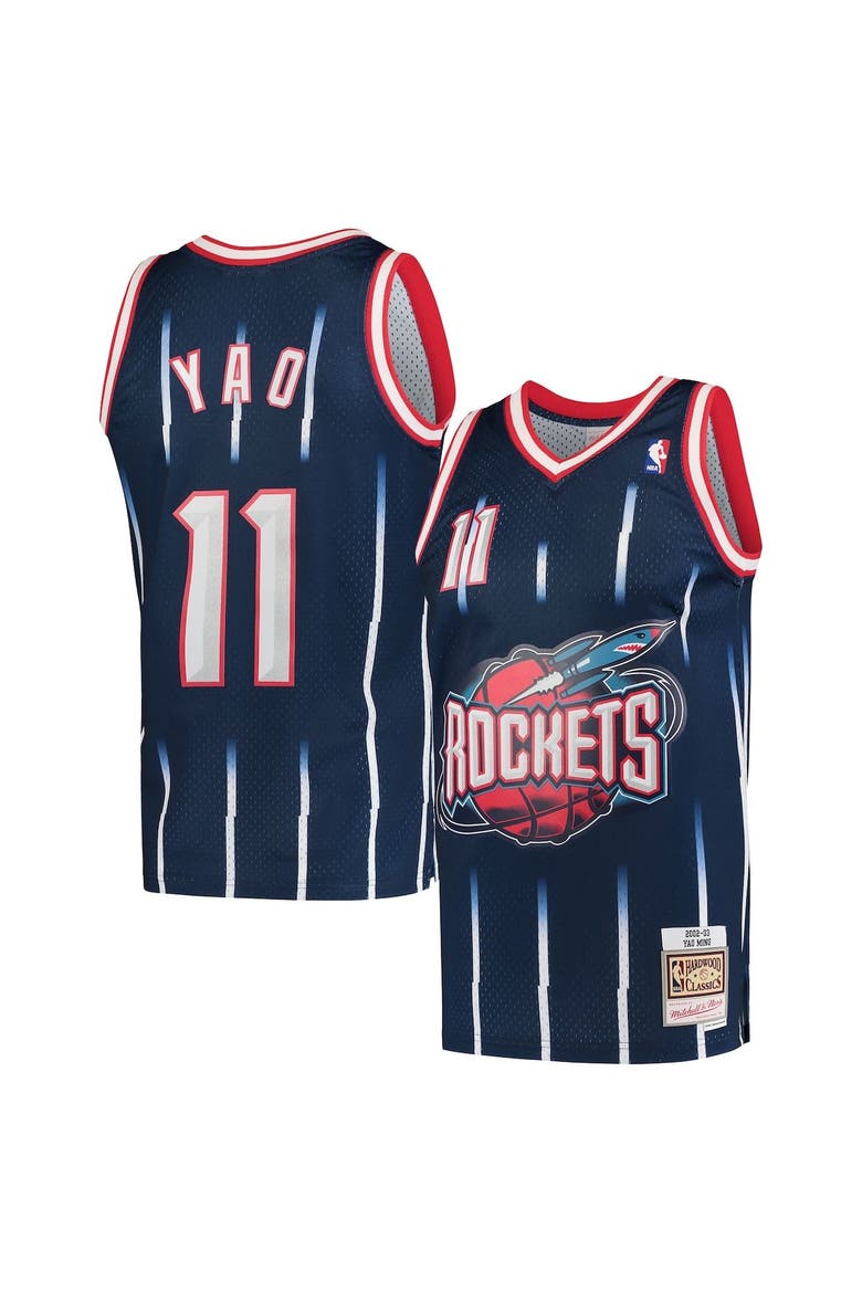 Men's Mitchell & Ness Yao Ming Navy Houston Rockets Hardwood Classics 2002-03 Swingman Jersey, Alternate, color, Navy