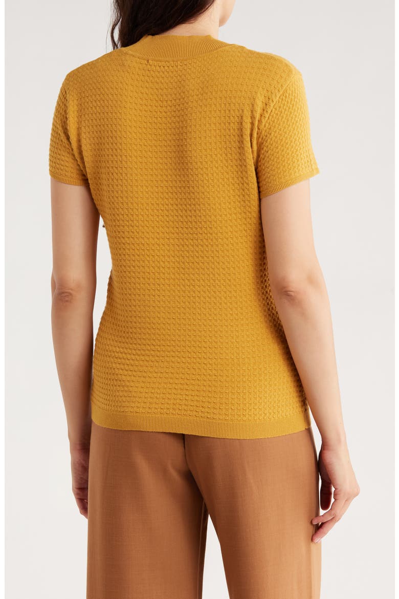 Mock Neck Short Sleeve Knit Sweater, Alternate, color, GOLDEN ROD