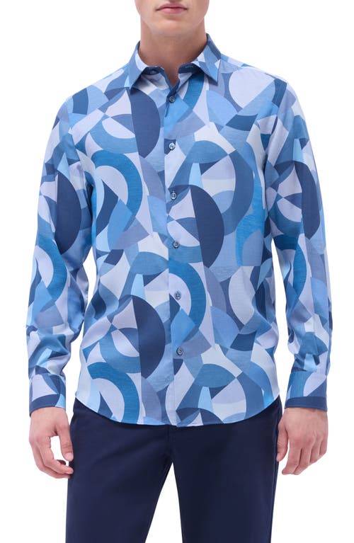 Bugatchi Julian Shaped Fit Abstract Print Button-up Shirt In Cobalt