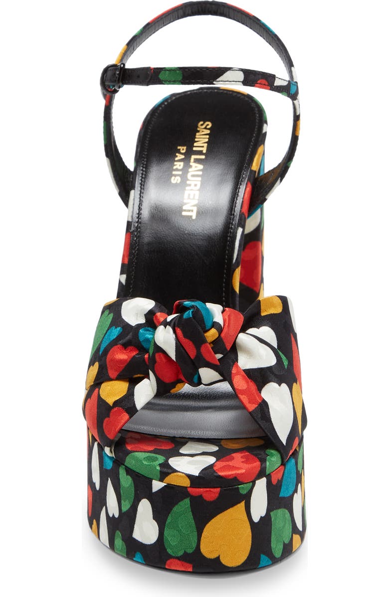 Saint Laurent Heart Print Jacquard Platform Sandal, Alternate, color,