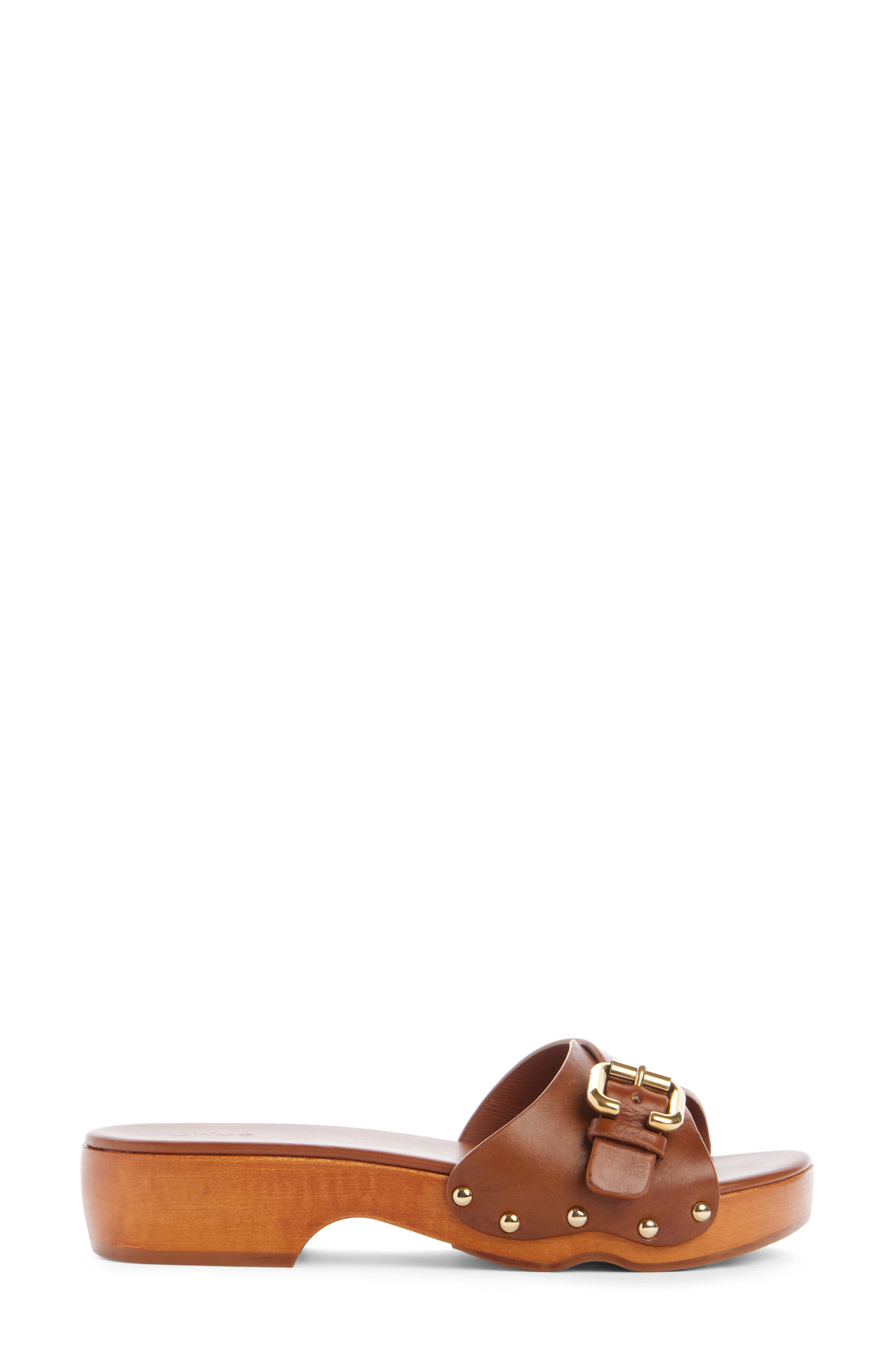 Chloé Jeannette Platform Slide Sandal, Alternate, color, Ginger Brown
