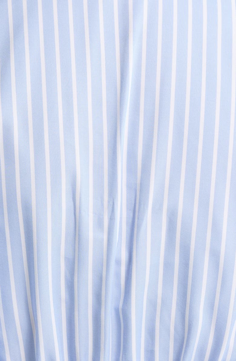 Wit & Wisdom Pinstripe Button-Up Tiered Peplum Shirt, Alternate, color, Oxford Blue/ Off White