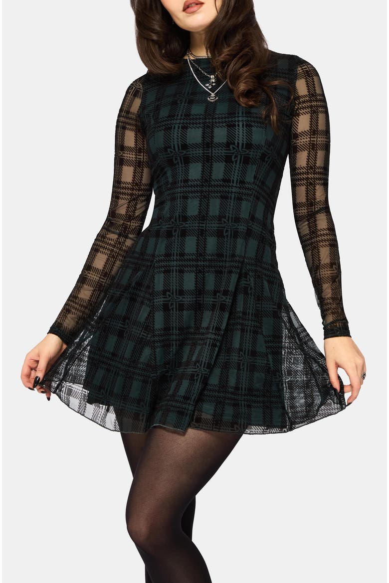 Vesica Flocked Mini Dress, Alternate, color, Green