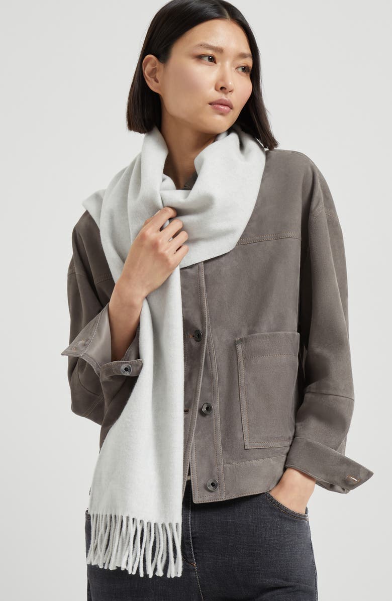 Brunello Cucinelli Cashmere scarf, Alternate, color, Light Grey