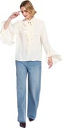 ELLE Collection Flounce-Trimmed Tie-Neck Blouse Top