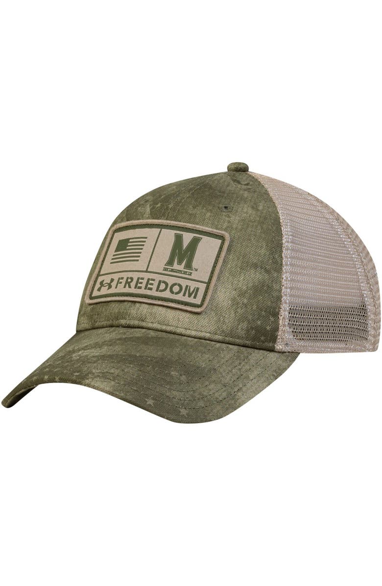 Under Armour Men's Under Armour Camo Maryland Terrapins Sideline Blitzing Trucker Performance Adjustable Hat, Main, color, Camo