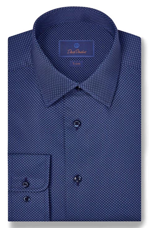 Trim Fit Micro Geometric Cotton Dress Shirt