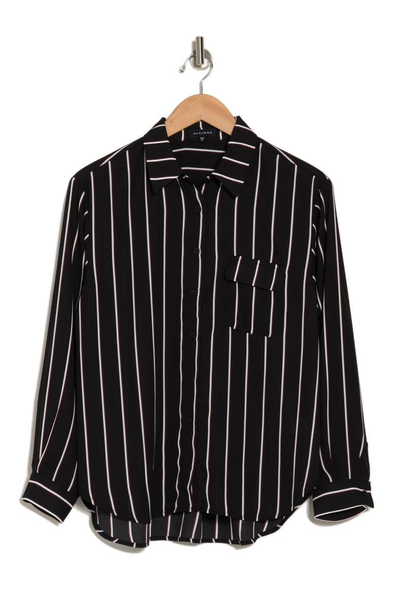 Utility Blouse, Alternate, color, BLACK/ IVORY WIDE STRIPE