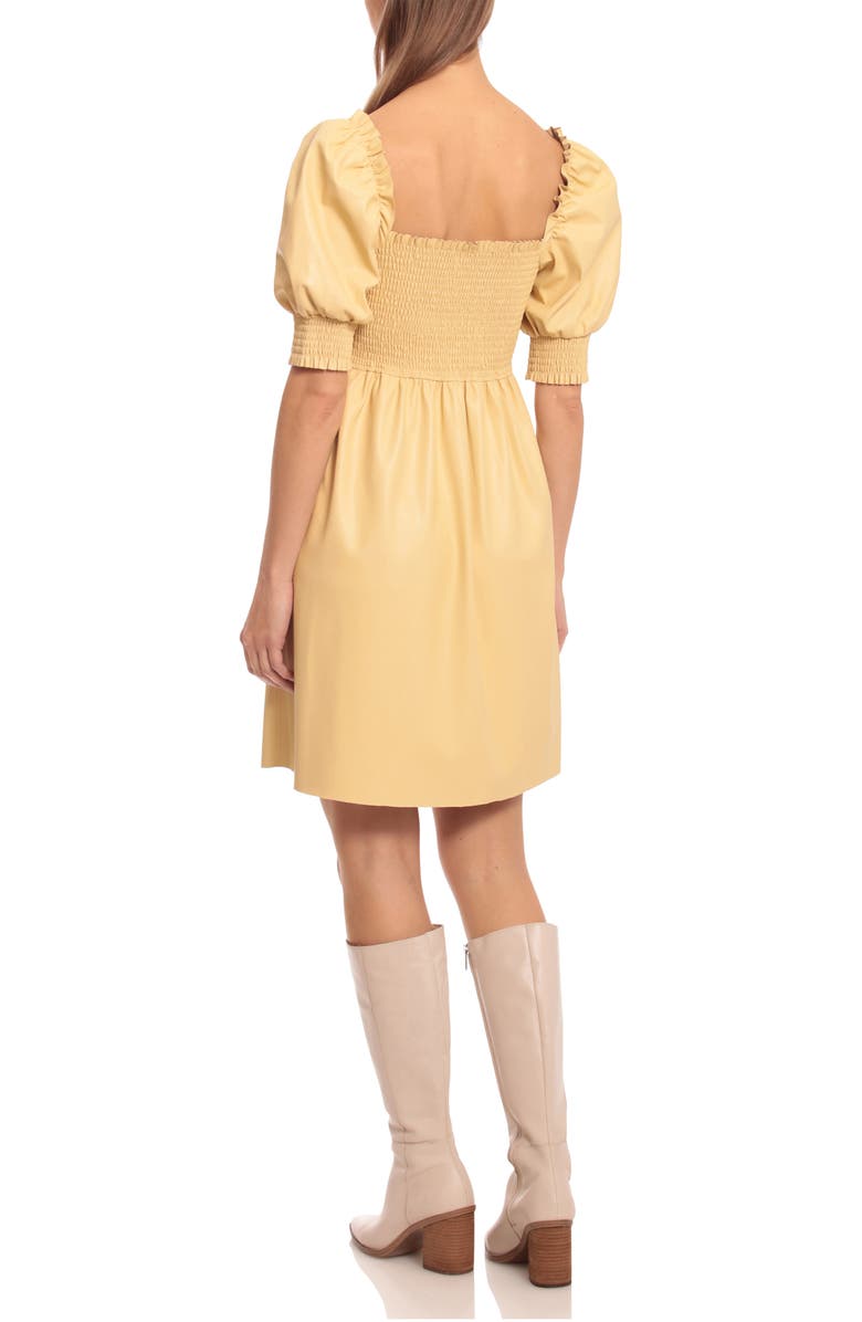Avec Les Filles Faux Leather Puff Sleeve Fit & Flare Dress, Alternate, color,