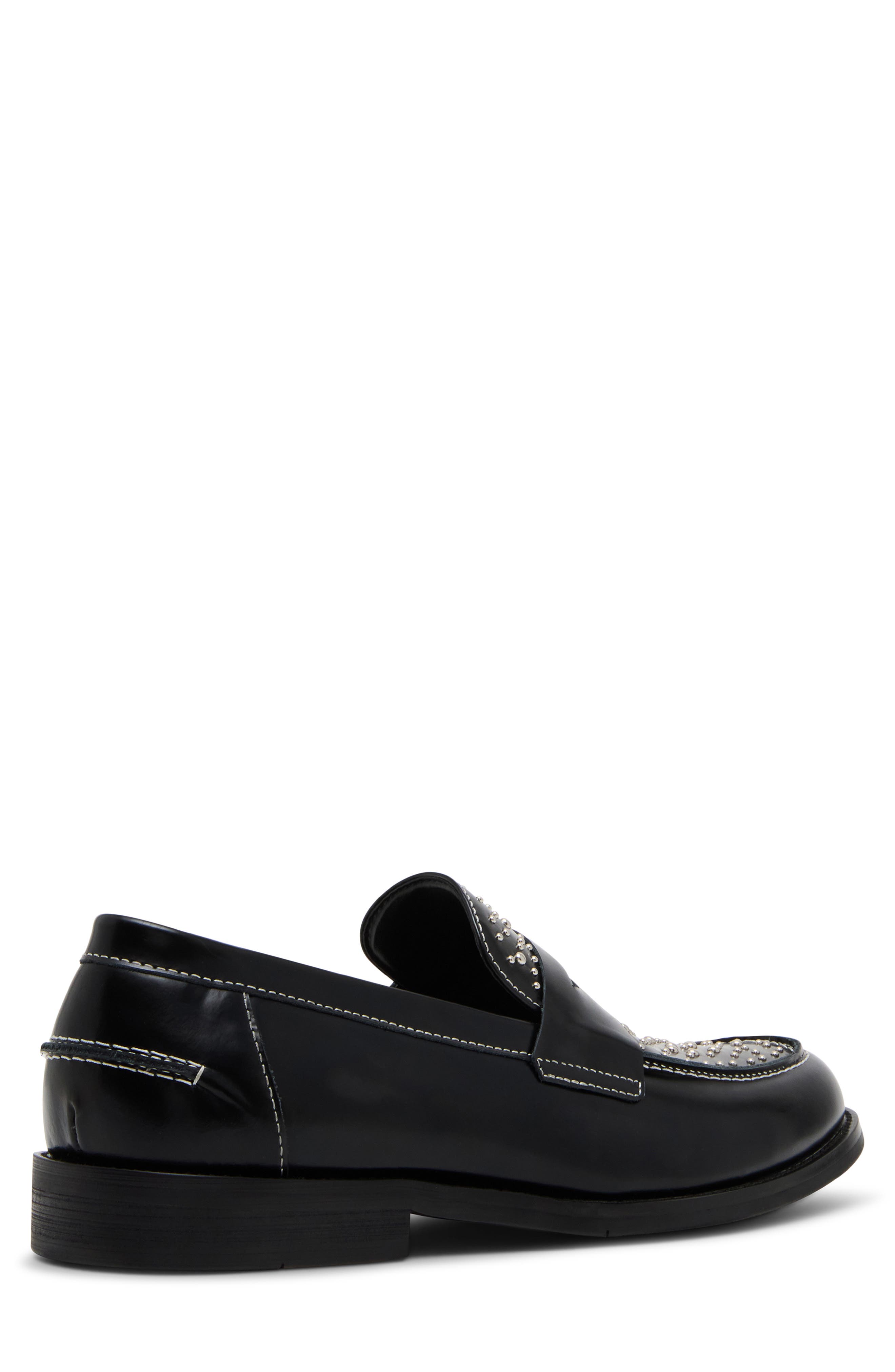 Natan Penny Loafer, Alternate, color, BLACK/ SILVER STUD